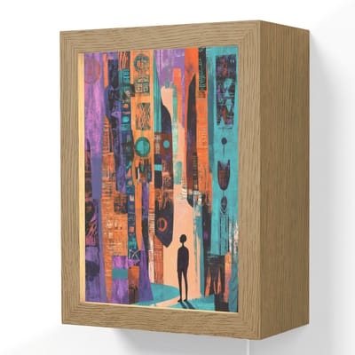 Wandlamp 15x20 cm - Oplaadbaar - Abstract - Figuren - Kleurrijk - Wandlampen binnen woonkamer - Slaapkamer lamp met kabel - Decoratieve nachtlamp - Vloerlamp snoer