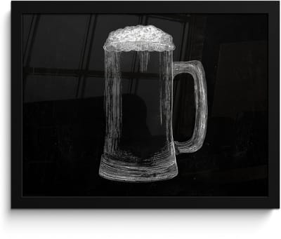Poster in lijst - Fotolijst 40x30 cm - Posters - Bierpul - Schuim - Krijttekening - Posterlijst zwart - Decoratie - Wanddecoratie woonkamer - Muurdecoratie slaapkamer