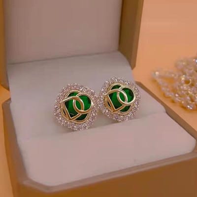 Nieuwe Populaire 14K Echt Goud Vergulde Ronde Letter Oorbellen Voor Vrouwen Meisje Aaa Zirconia Sieraden Naald Stud Feest Fijn Cadeau gray