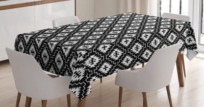 ABAKUHAUS Azteekse Tafellaken – Barokpatroon – 140x200 cm – zwart-wit