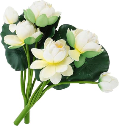 Kunstbloemen Lotus - Waterlelie Decoratie - Huis Opfleuren - Realistisch Uiterlijk - 31 cm Hoog - Wit
