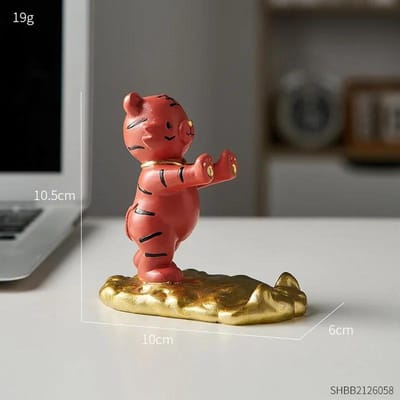 Prachtige Huisdecoratie Tijgerbeeld Mobiele Telefoon Standaard Bureau Accessoires Desktop Figuur Schattig Kamerdecoratie Bureau Ornament Cadeau gray
