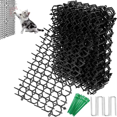 Set van 12 Plastic Kat Afschrikmatten met Spikes en 8 U-vormige Nagels, Dierenbescherming voor Tuin en Binnengebruik, Anti-Kat Mat voor Effectieve Afschrikking