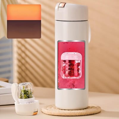 Magnetische Theekop Thee Scheidingsbeker Roestvrijstalen Waterfles Koffie Vacuüm Waterfles Thermosfles 420ml white