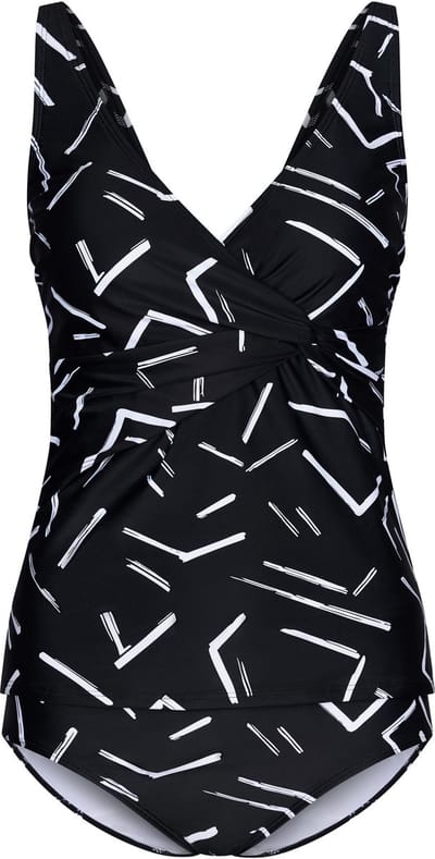 Dames Tankini Pastunette - White Stripes - Zwart - Maat 38
