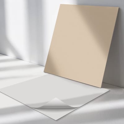 Wallfluent Vinyl Tegels - Kleur Beige Vinyl Tegels Zelfklevend - 30 cm x 30 cm - Uniform PVC Tegels - Set van 9 - Vierkant PVC Tegels - Patroon Plaktegels - Zelfklevende Vinyltegels - Plaktegels Keuken en Badkamer