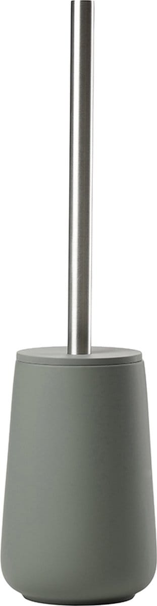 Zone Denmark Nova Toiletborstel met Houder - WC Borstel Vrijstaand - Toilet & Badkamer Accessoires - Porselein - 37 x 10,3 cm - Olive Green (groen)