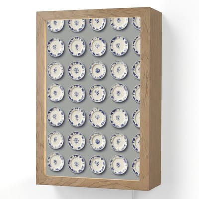 Wandlamp 20x30 cm - Oplaadbaar - Borden - Bloemen - Blauw - Wit - Wandlampen binnen woonkamer - Slaapkamer lamp met kabel - Decoratieve nachtlamp - Vloerlamp snoer