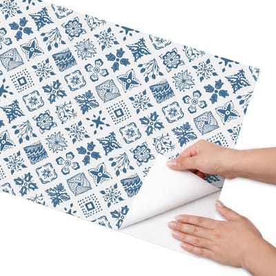 Coloray Meubel Wrap Folie - Blauw Meubelfolie - 50x100 cm - Decoratiefolie Boho-patroon - Meubel Wrap Folie - Boho Meubelfolie - Plakfolie Meubels - Keuken decoratie - Achtergronden en patronen