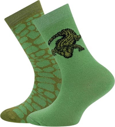 Kindersokken Ewers - 2-Pack - Groen Krokodil & Groen Schubben/Vlekken - Elastisch-23/26