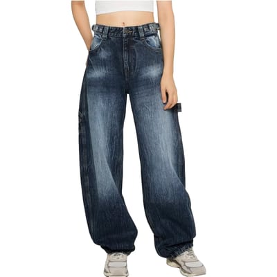 Urban Classics - Balloon Fit Jeans Wijde broek - Taille, 33 inch - Blauw
