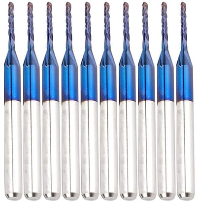 3.17mm Carbide End Mill Blue Coat CNC Router Bits Cutting Edge Engraving Bits PCB Machines Pack of 10 (Size : 1.2mm)