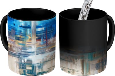Magische Mok - Foto op Warmte Mokken - Koffiemok - Olieverf - Abstract - Schilderij - Magic Mok - Beker - 350 ML - Theemok