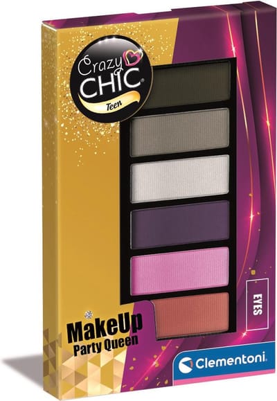 Clementoni - Crazy Chic - Oogschaduw Palet - Party Queen Style - 6 Kleuren Make-up voor Kinderen