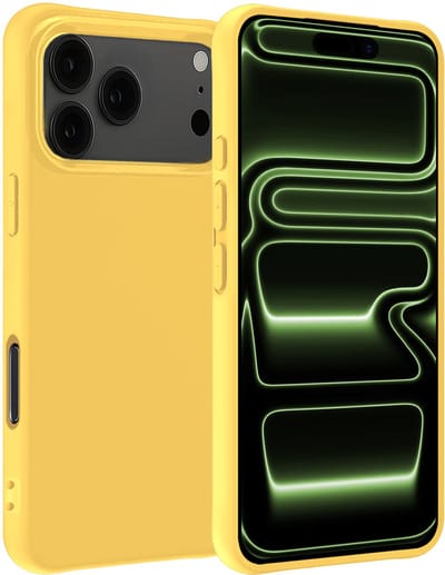 Hoesje Geschikt voor iPhone 17 Pro / 18 Pro - Sterk & Shockproof - Hoes Cover - Siliconen Case - Geel