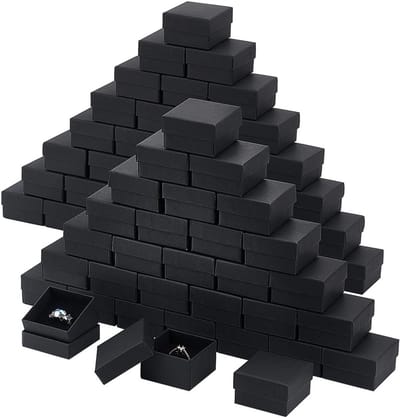 80 Stuks Zwarte Sieraden Geschenkdozen, Vierkante Kartonnen Ringdozen voor Trouwen, Cadeaus en Sieraden zoals Ringen en Oorbellen