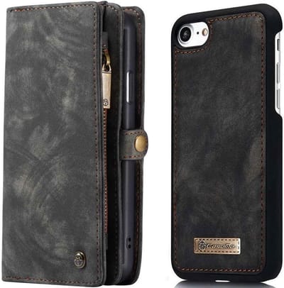 Caseme Vintage Portemonnee hoesje geschikt voor iPhone 7, 8, SE 2020 en SE 2022 - zwart