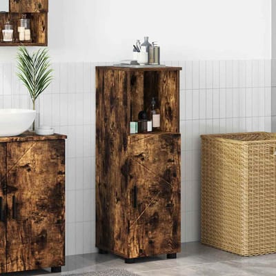 vidaXL - Badkamerkast - Rook - Eiken - 30 - x - 35 - x - 95 - cm - Bewerkt - hout, - Metaal