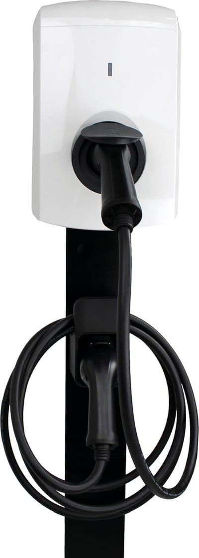 Alfen Single S-line Montagepaal - voor 2 Laadpalen - Dubbele bevestingspaal voor Alfen Single S-line Laadpalen - Inclusief 2x Stekkerhouder - Metaal - Zwart