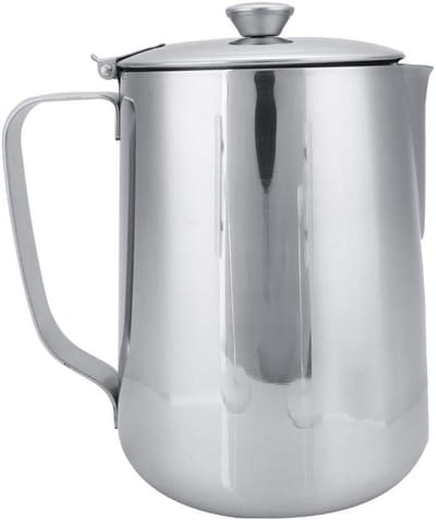 Stainless Steel Koffiemok met Deksel voor Melkschuim en Latte Art - 2000ml Capaciteit, Duurzaam en Stijlvol