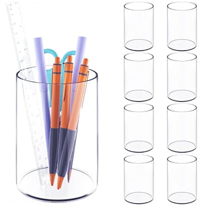 Transparante acryl bureau-organizerset - 9-pack voor pennen, make-upborstellingen en opberging