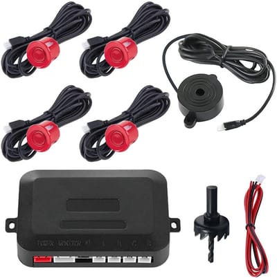 SnelShoppen - Car Reverse Parking Sensors 4 Sensor Buzzer Alarm - Parking Aid Distance Warning - Waterproof ABS - Auto Reverse Geluidssysteem - Veilig
