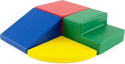 KOMFOTTEU 4 delig Schuimblokken - van kunstleer, EPE - Soft Play Foam Blokken - Reuze Bouwblokken - Montessori-klimblokken - voor kinderen vanaf 3 jaar