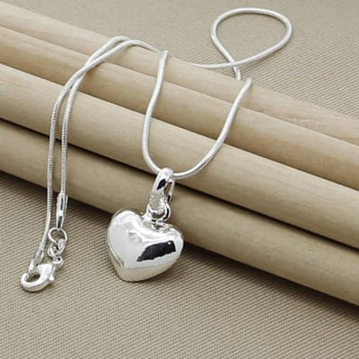 925 Sterling Zilver Massief Klein Hart Hanger Ketting Slangenketting Voor Vrouwen Bruiloft Charme Mode Sieraden Geschenken gray