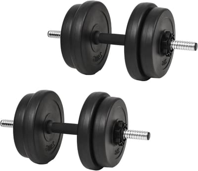 Halter met Platen - Gewichtset Halter - Krachttraining Thuis - Vloervriendelijke Platen - 40 kg - Zwart