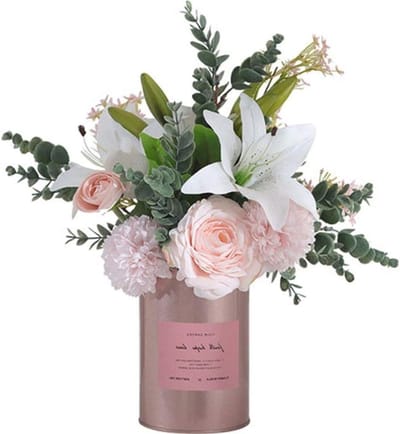 Kunstbloemen met vaas - Nep decoratie - Huis versieren - Natuurlijk uiterlijk - 36 cm hoog - Multicolor