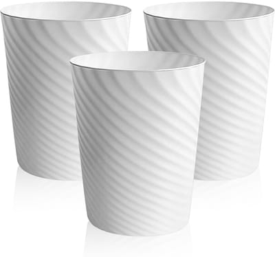 Kleine prullenbakken set van 3, plastic afvalbak voor kantoor, keuken en slaapkamer, zonder deksel, ideaal voor huis en nursery (wit)