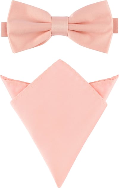 Ladeheid Vlinderdas & Zakdoek voor Heren - Strikjes - 12cm x 6cm, 22cm x 22cm - Zalm - LA-SR-M/P