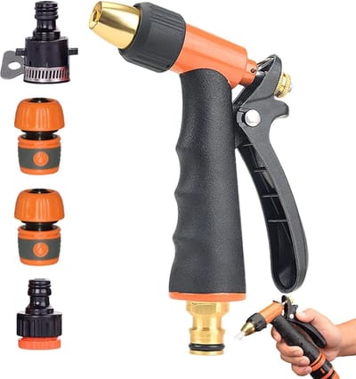 Hogedrukslangmondstuk - Handsproeier - Tuin en reiniging - Ergonomische handgreep - 30 cm - Zwart