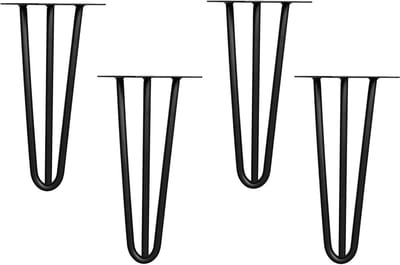 Set van 4 Haarspeld Tafelpoten 25 cm - Zwart Stalen Onderstel voor DIY Meubels