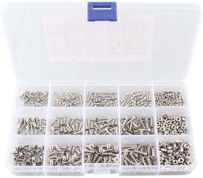 Dailygoods- Schroeven 660 Stuks - Zeskant Platkop - Verzonken Schroeven - Roestvrij Staal - Assortiment Set - Inclusief Opbergdoos - Machine Schroeven