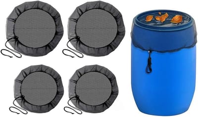 Regentonnet Deksel - Emmer Afdekking - Tuin Water Opslag - Verstelbaar Trekkoord - 60/95 cm - Zwart