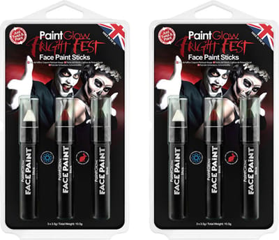 Paint Glow Schmink/make up stiften - 2x - 3 kleuren - voor gezicht/lichaam