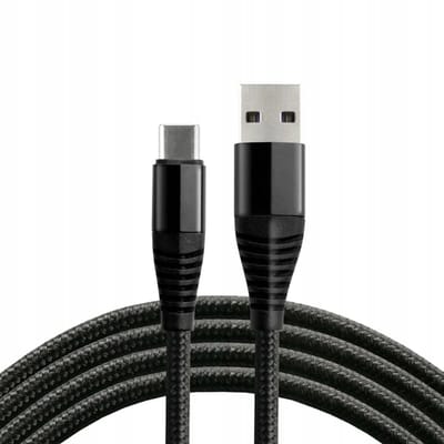 EverActive USB-A/USB-C Kabel 1m, 5A Snel Laden, Zwart