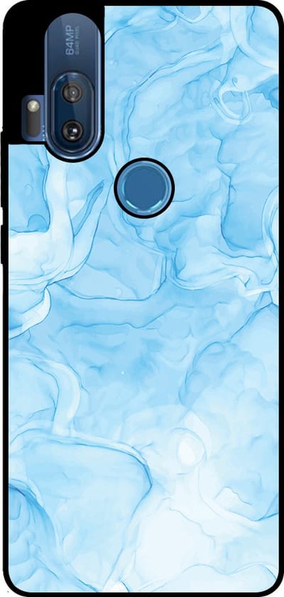 Smartphonica Telefoonhoesje Geschikt voor Motorola One Hyper met marmer opdruk - TPU backcover case marble design - Lichtblauw geschikt voor Motorola One Hyper