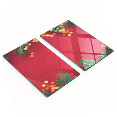 Decoratieve glazen snij- en serveerplanken Kerstmis 2x30x52 cm
