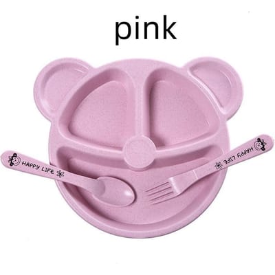 Dinerbord Tarwestro Servies Cartoon Beer Kinderborden Kinderservies Babybord Vork Lepel Baby Eten Hittebestendig Opleiding Servies Set