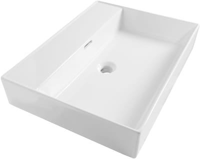 Brauer Lunar Wastafel - 60 cm - met 1 Spoelbak en 0 Kraangaten - Keramiek Hoogglans Wit