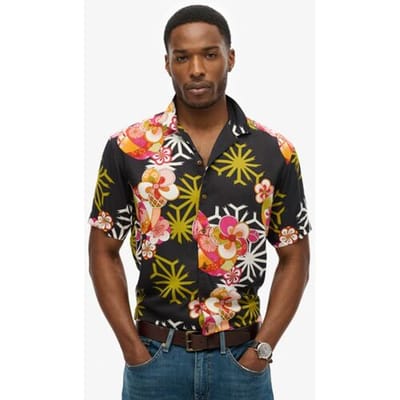 Superdry Hawaiian Resort Overhemd Zwart Grootte: Xxl