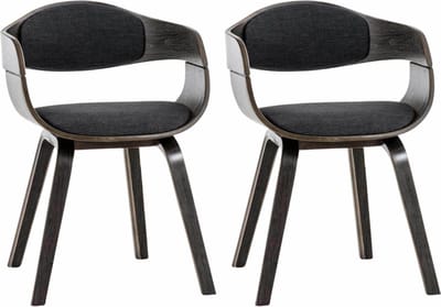 CLP Kingston Set van 2 eetkamerstoelen - Met armleuning - Stof - grijs/donkergrijs grijs