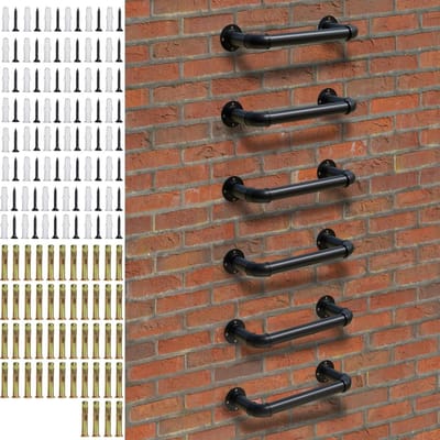 Wandmontage Ladder - Stalen Sporten - Veilige Toegang - Zwaar Gebruik Ontwerp - 6 Sporten Set - Zwart