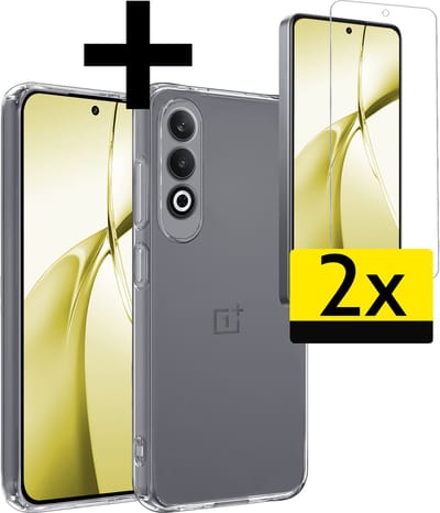 Hoesje - Met 2x Screenprotector - Geschikt voor OnePlus Nord CE4 - Sterk & Shockproof - Back Cover - Siliconen Case - Telefoon Hoes - Telefoonhoesjes - Transparant