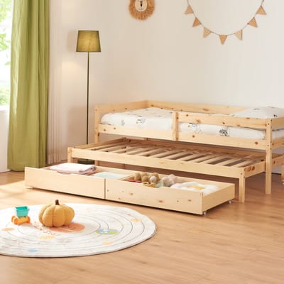 Kinderbed Sonkajärvi met onderschuifbed 90x200 cm naturel [en.casa]