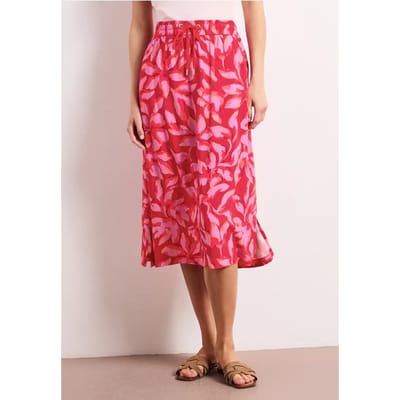 Midi-rok met elastische tailleband en print