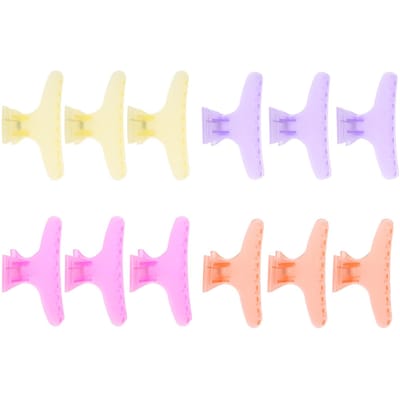 12 stuks set Vlinder Haarclip Haarsectie Klauwklemmen Kappersgereedschap Kleurrijk