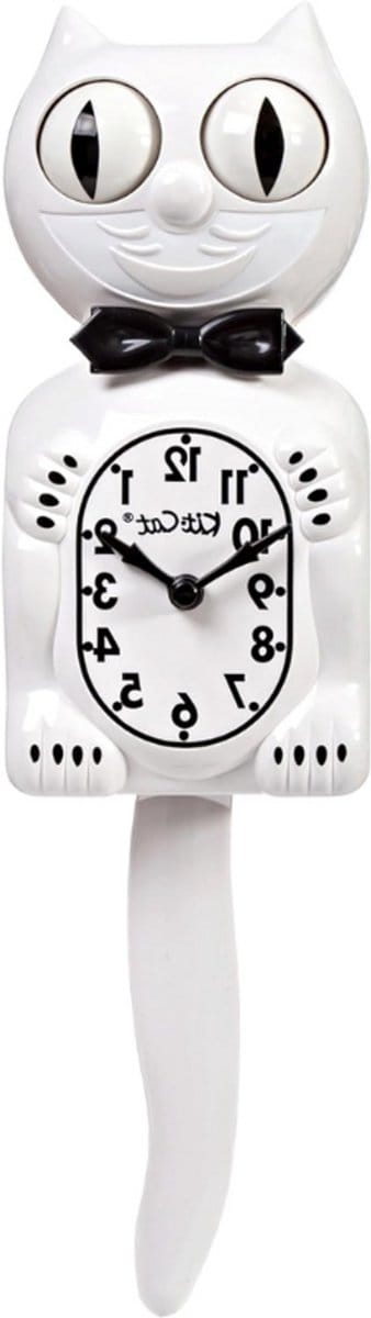 Limited Edition Witte Retro Kat Klok Met Bewegende Ogen En Staart Batterij Werking Wandklok Made In USA Unieke Woondecoratie Cadeau
